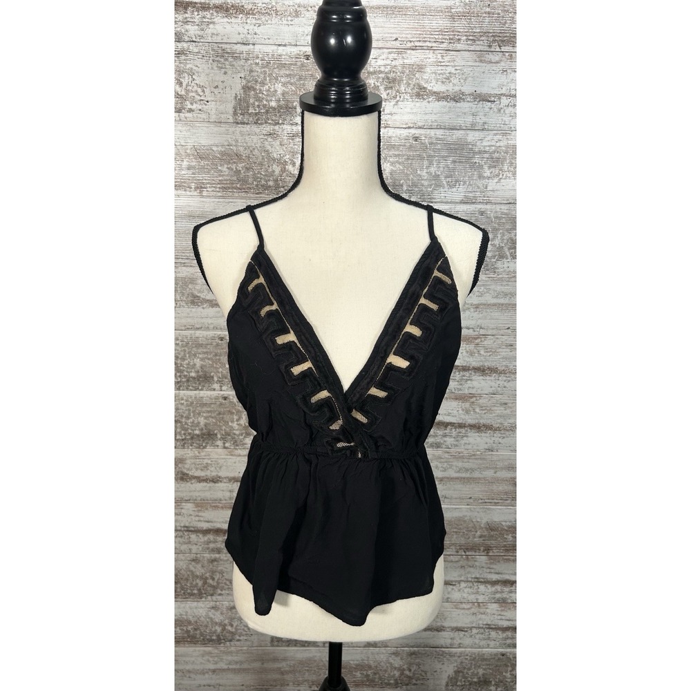Free People Black Baby Doll Tank Top Shirt‎ Women's Small S